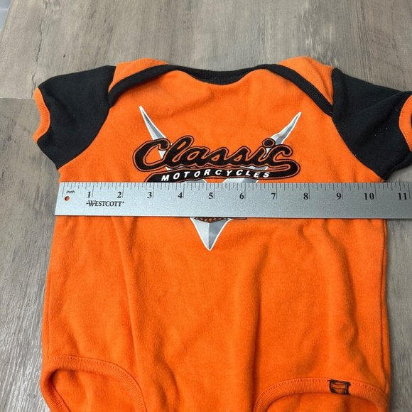 Harley Davidson Classic Motorcycles Infant Baby Orange One Piece  - Size 12 mo - Picture 5 of 7